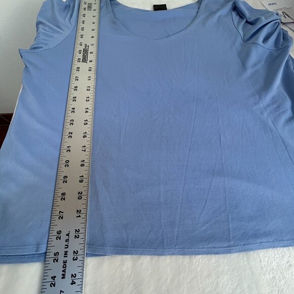 Eileen Fisher Womens V-Neck 3/4 Sleeve Top Blue Relaxed Fit Casual Lightweight - Picture 7 of 7